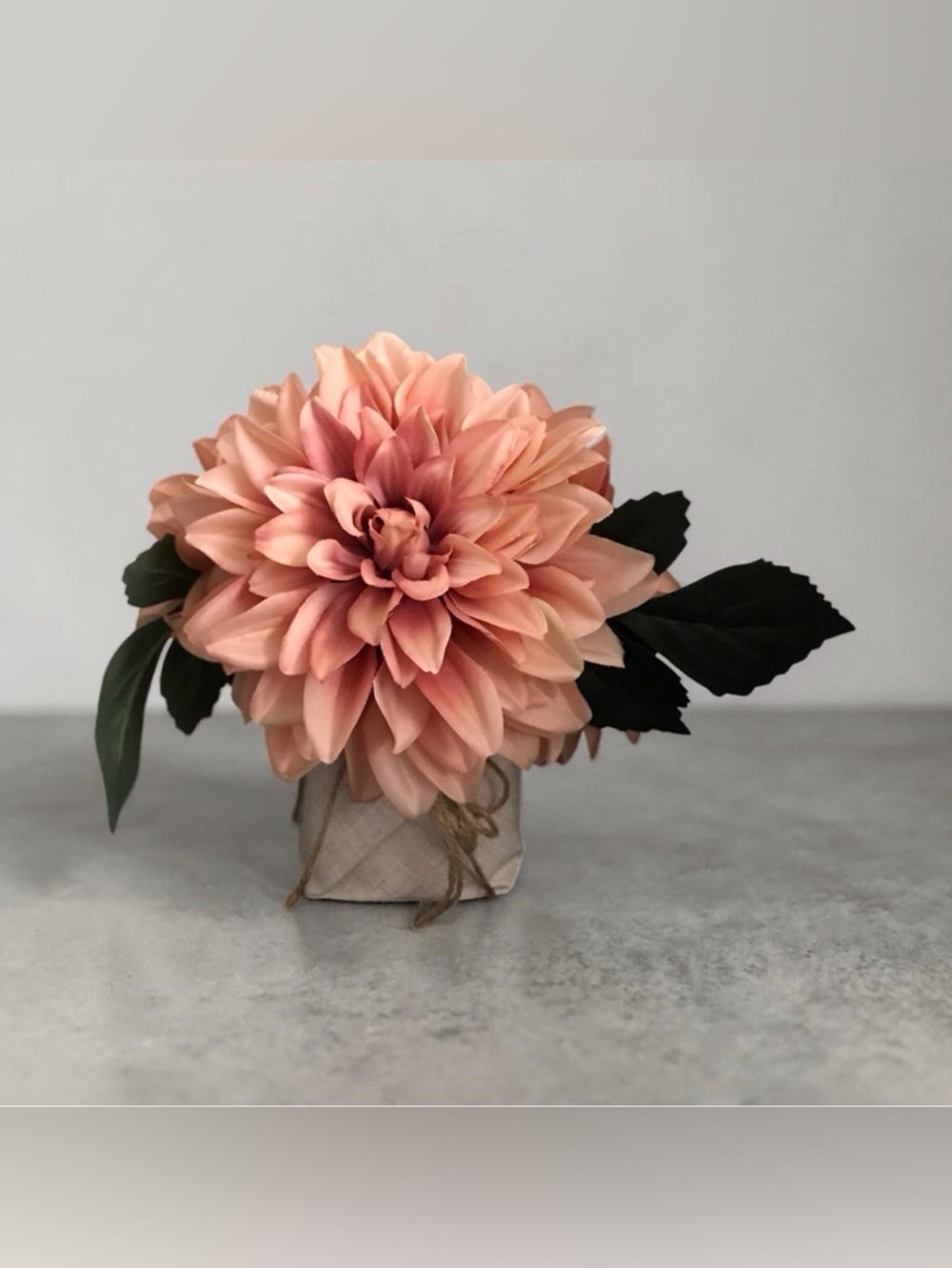 Beautiful Peach Dahlia Faux Floral Arrangement